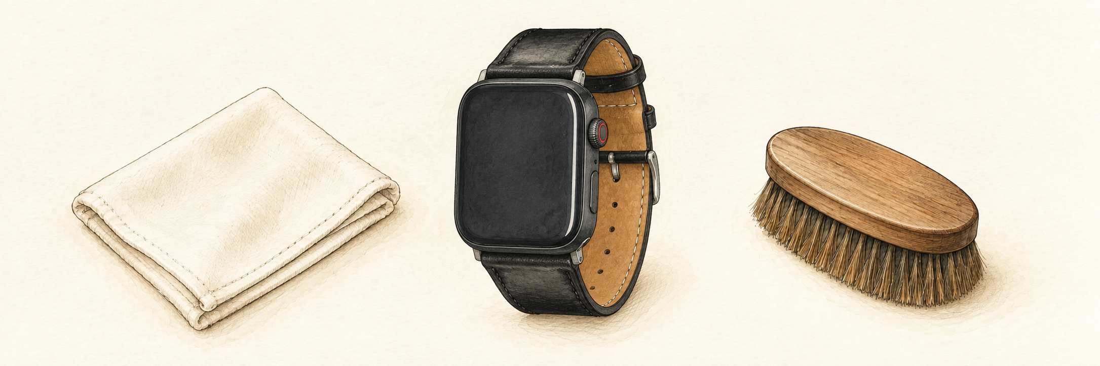ブライドル AppleWatch用レザーバンドのお手入れイラスト