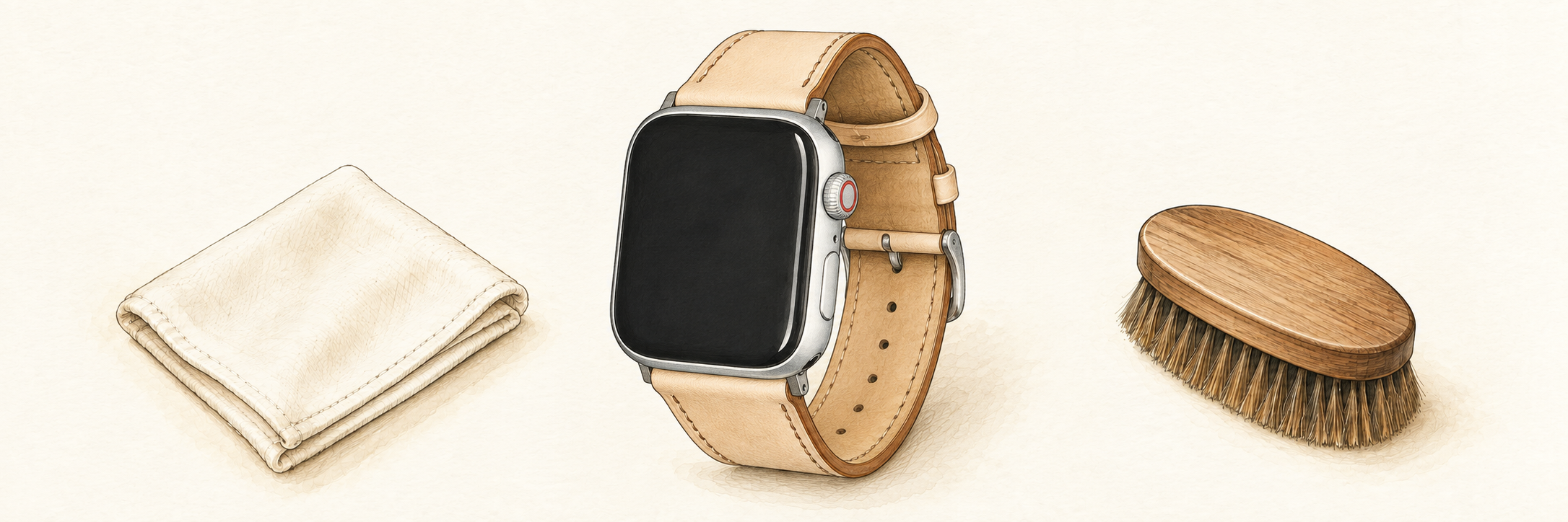 THEヌメ革 AppleWatch用レザーバンドのお手入れイラスト